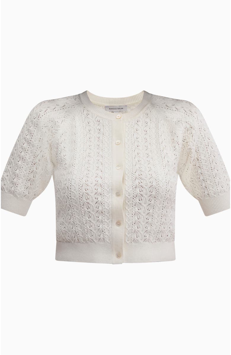 Rebecca Taylor Verana Knit Cardigan, Alternate, color, Ivory