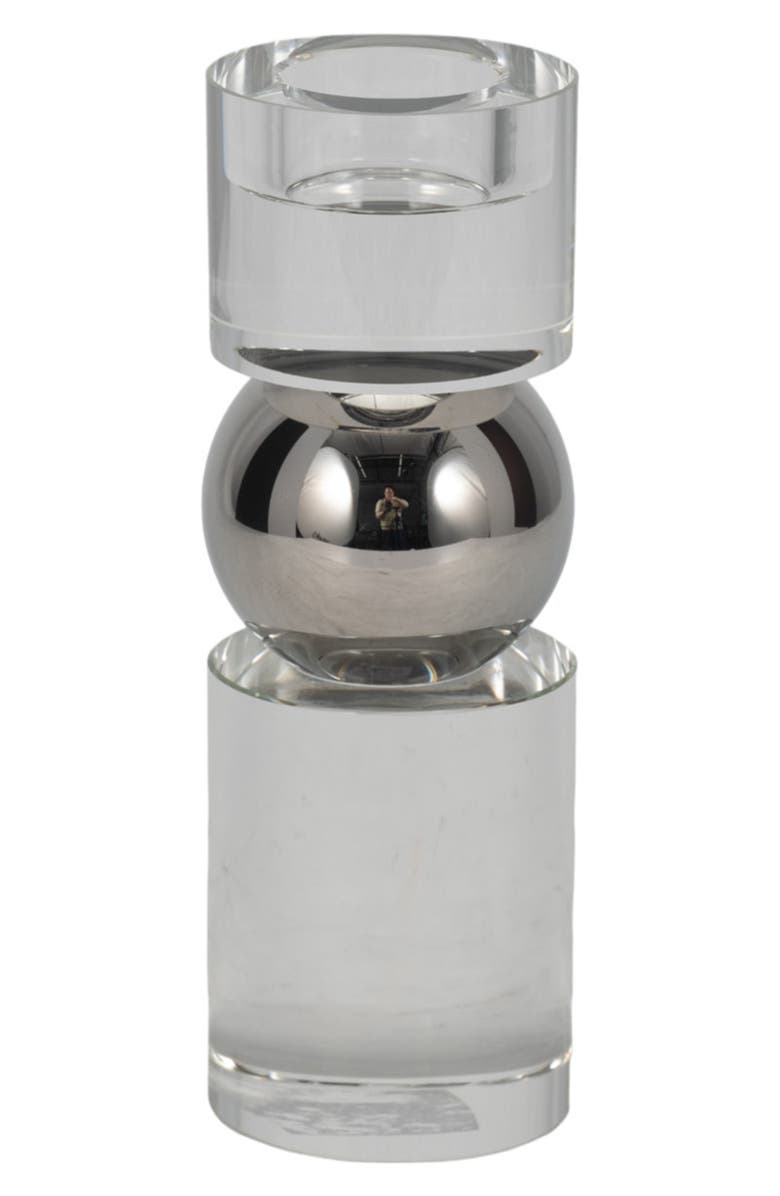 R16 HOME Marla Glass Candlestick Holder, Main, color, Silver