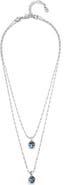UNODE50 Sterling silver-plated blue necklace with blue crystals double chain