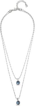 UNODE50 Sterling silver-plated blue necklace with blue crystals double chain
