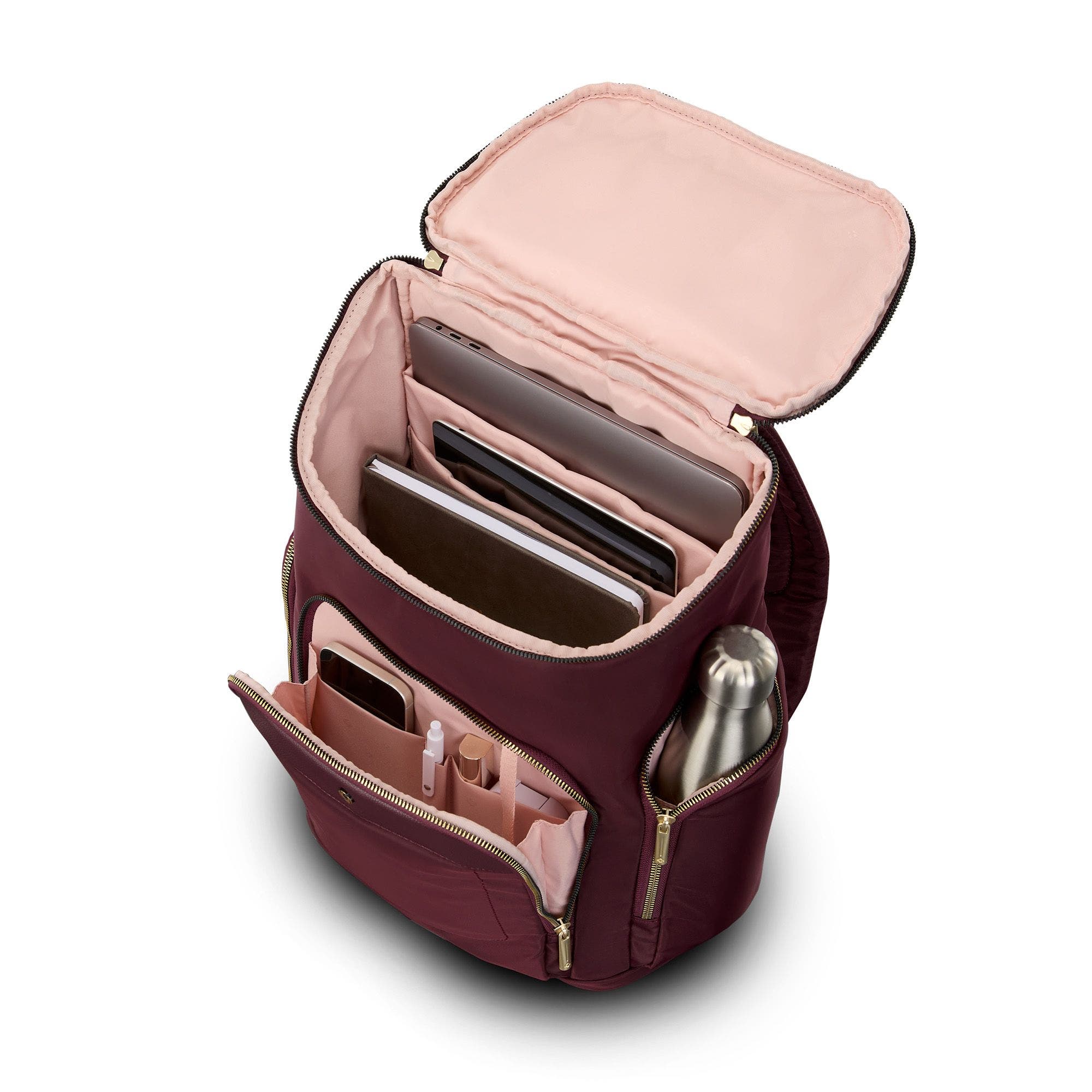 Mobile Solution 2 Deluxe Backpack with 15" Laptop Compartment, Alternate, color, Merlot