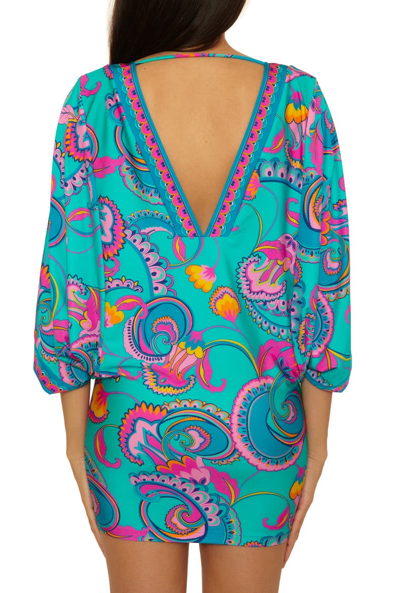 Mykonos V-Neck Cover-Up Tunic, Alternate, color, TURQUOISE MULTI