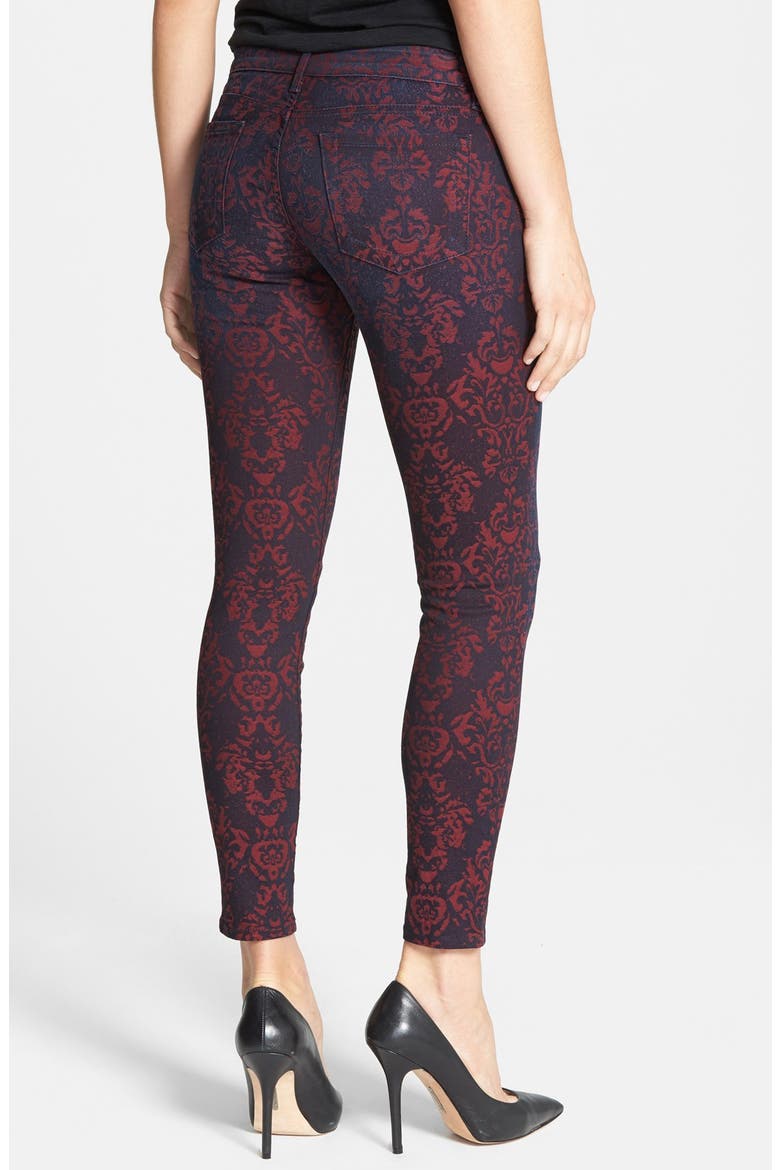 'Brigitte' Print Ankle Skinny Jeans, Alternate, color, WINE