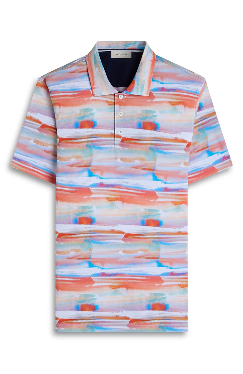 Bugatchi Hendrix Digital Abstract Brushstroke Print Pima Cotton Polo, Alternate, color, Coral