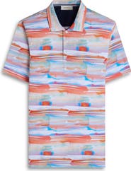 Bugatchi Hendrix Digital Abstract Brushstroke Print Pima Cotton Polo