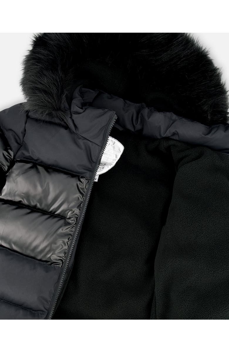 Deux par Deux Long Metallic Puffy Coat, Alternate, color, Black