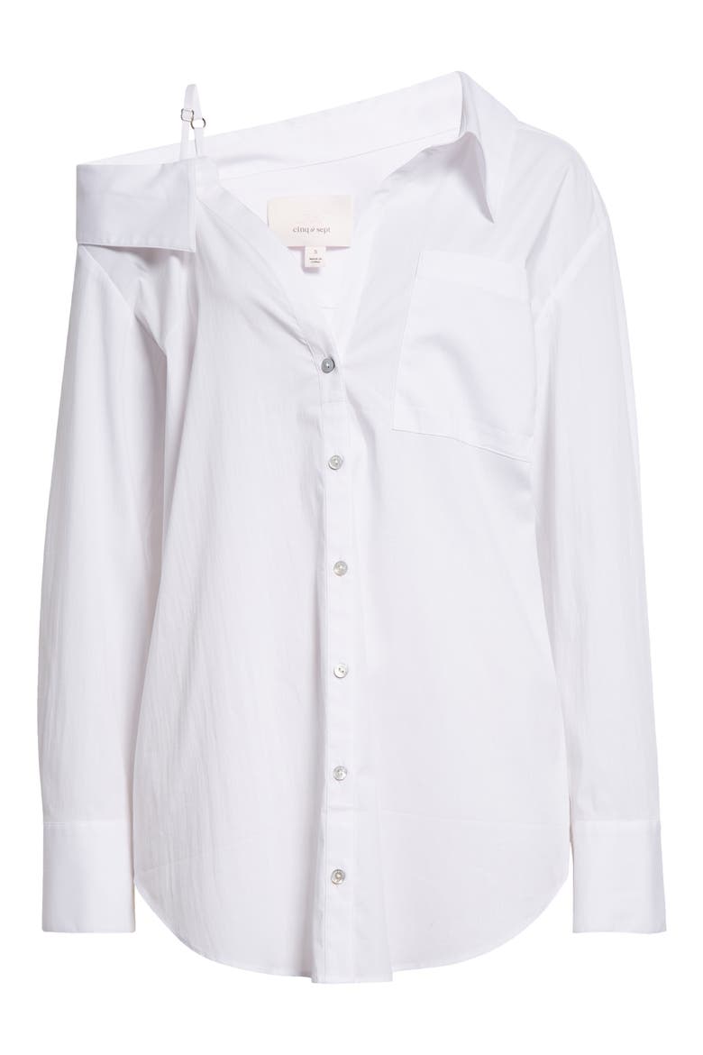 Georgina Asymmetric Button-Up Shirt, Alternate, color, WHITE