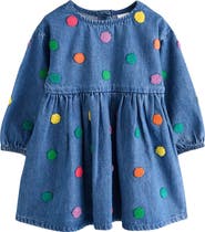 NEXT Kids' Polka Dot Denim Dress