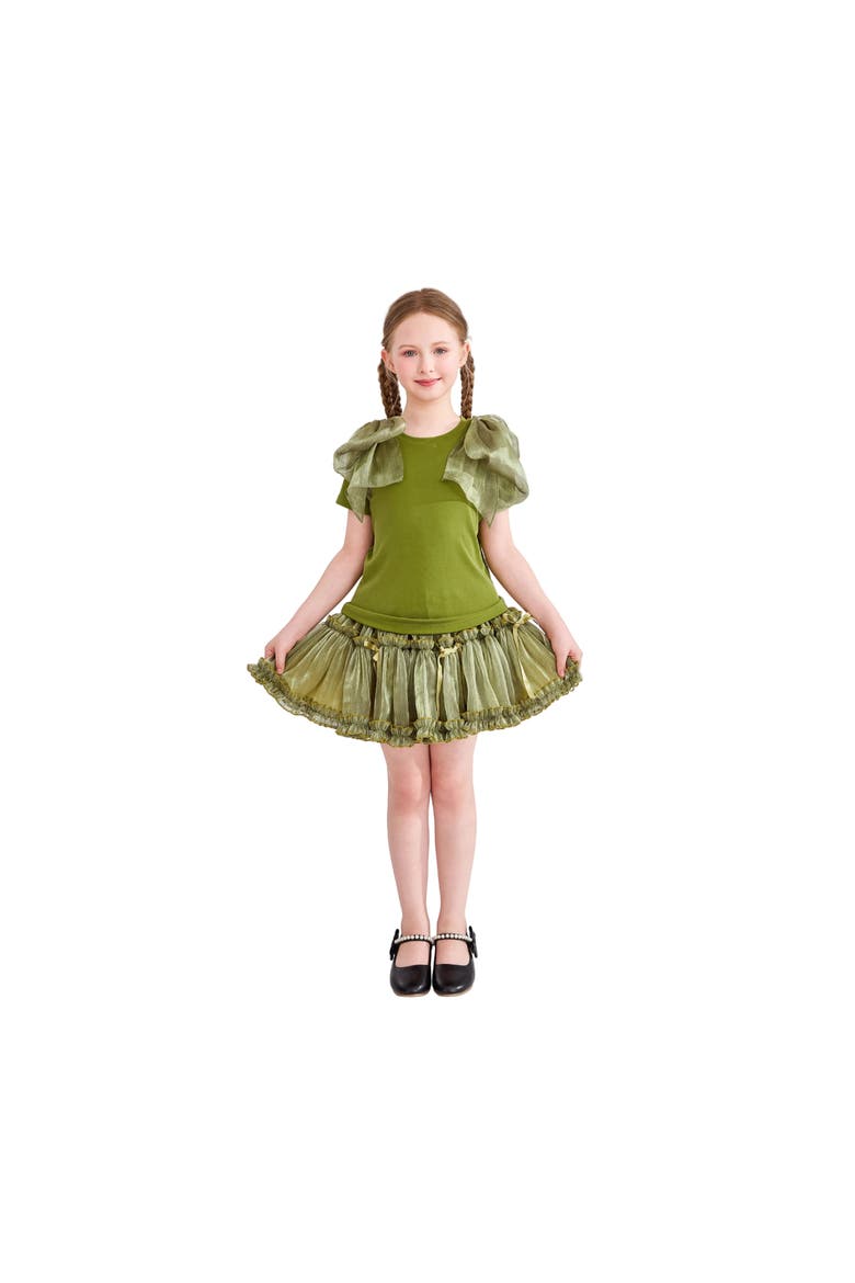 Gold Valora Ruffle Skirt Set, Alternate, color, Olive Green