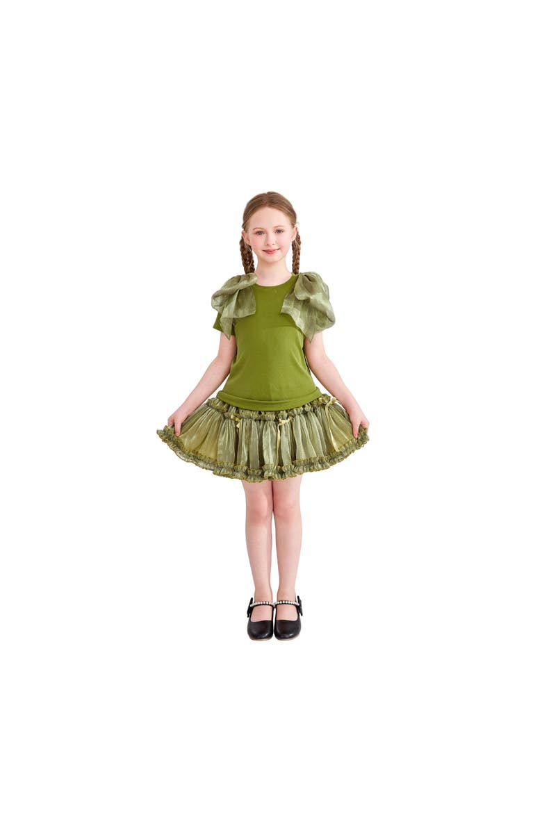 Tulleen Gold Valora Ruffle Skirt Set, Alternate, color, Olive Green