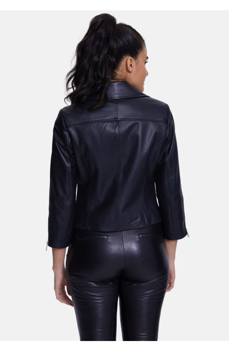 Furniq UK Cordelia Leather Jacket, Alternate, color, Black