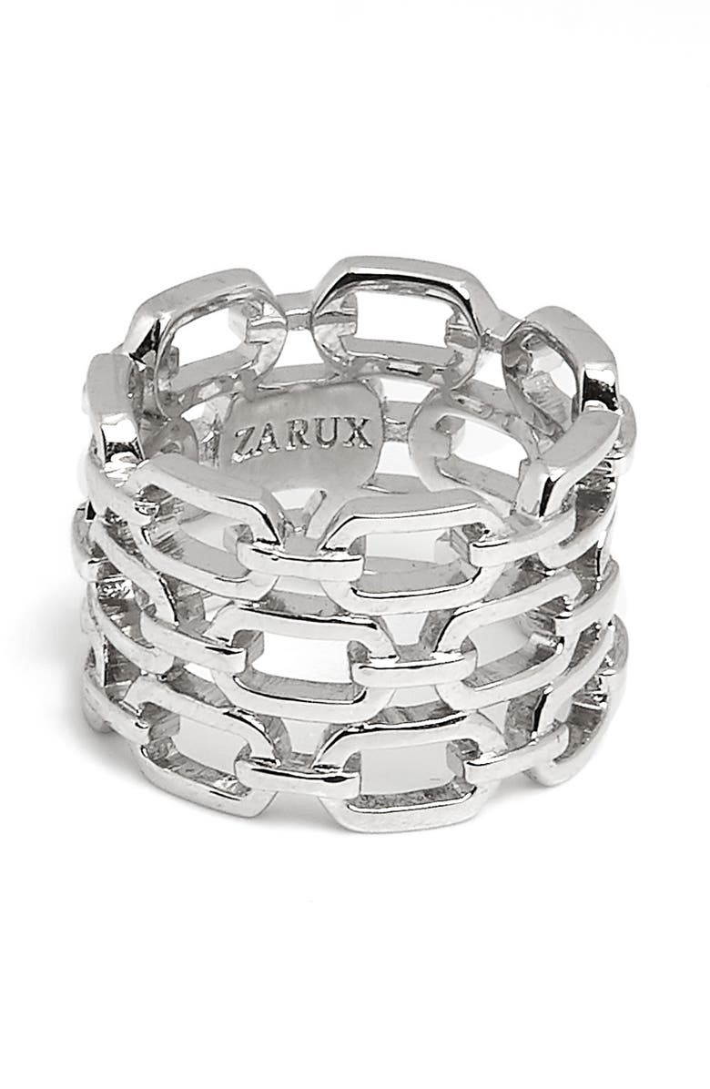 ZARUX Modern Link Ring, Alternate, color, White Gold