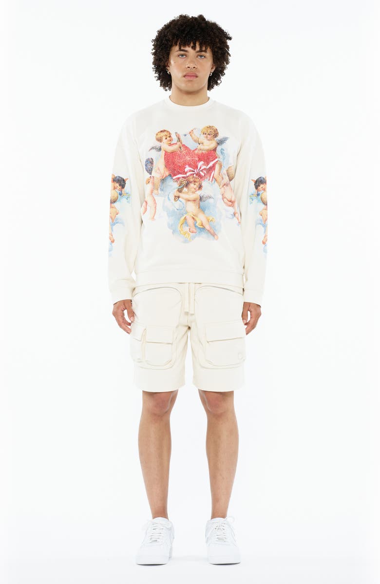 Cult of Individuality Fleece Cargo Shorts, Alternate, color, Winter White