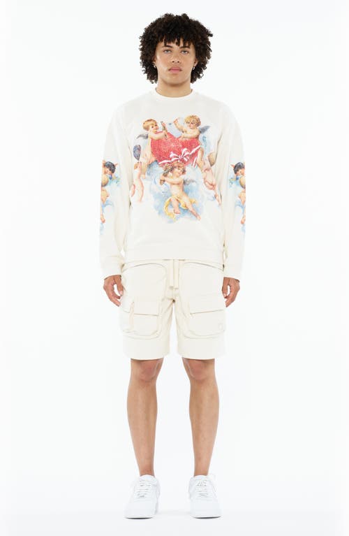 Cult Of Individuality Fleece Cargo Shorts In Winter White