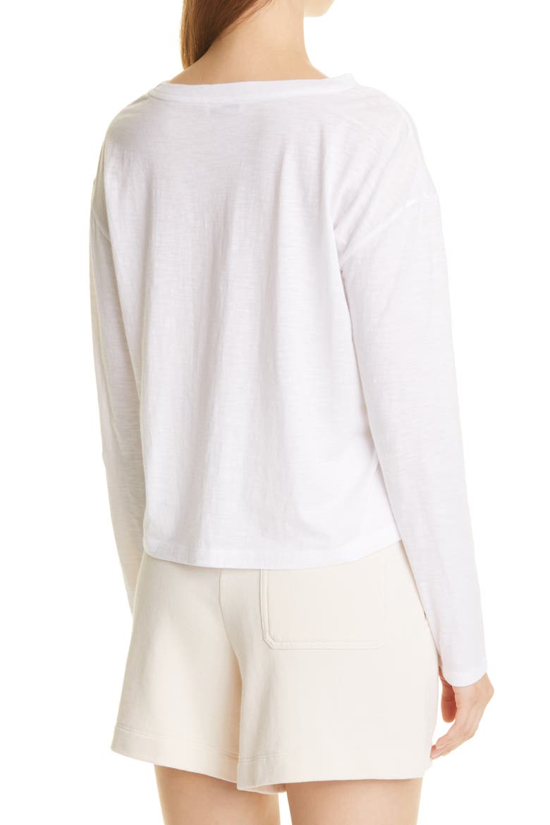 Boxy Long Sleeve Cotton Crewneck Top, Alternate, color, OPTIC WHITE
