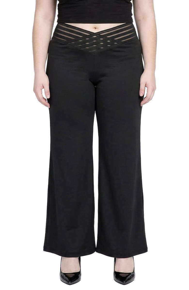 Standards & Practices Mesh V-Waist Palazzo Pants, Main, color, 