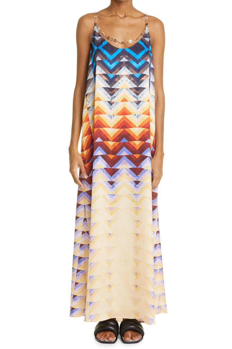 paco rabanne Patchwork Satin Slipdress, Main, color, PATCHWORK