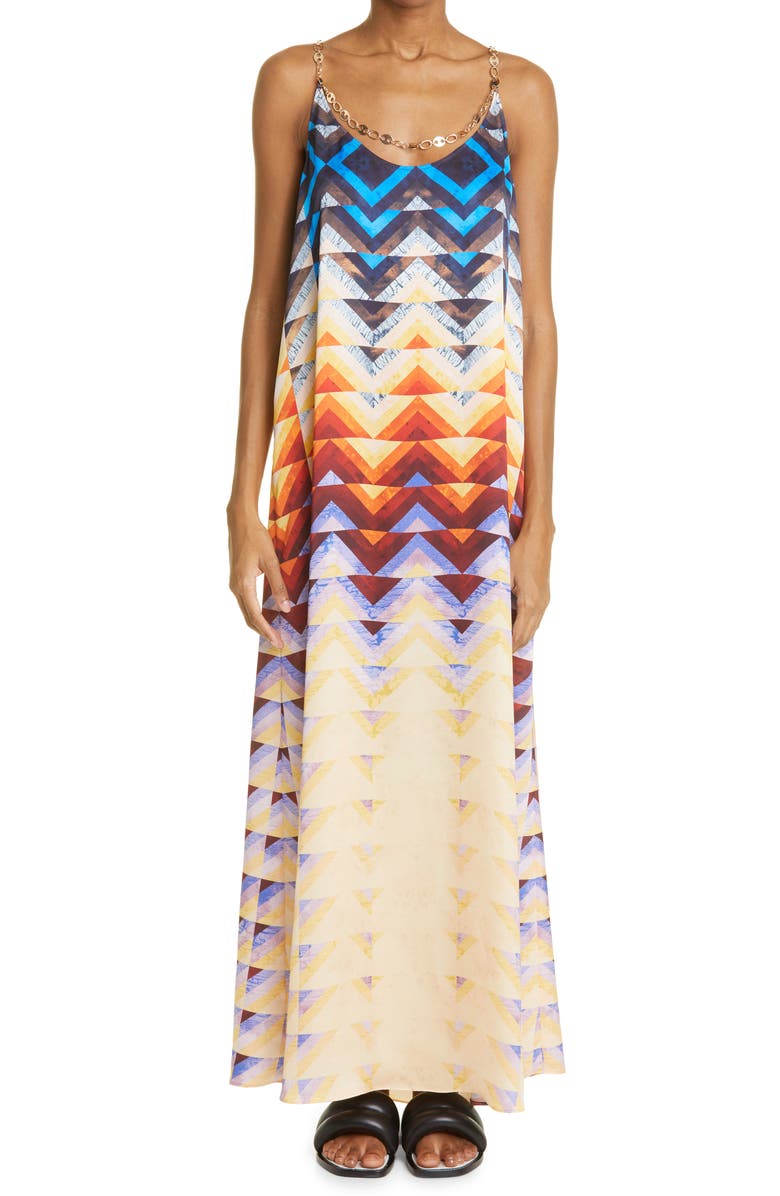 Rabanne paco rabanne Patchwork Satin Slipdress, Main, color, 