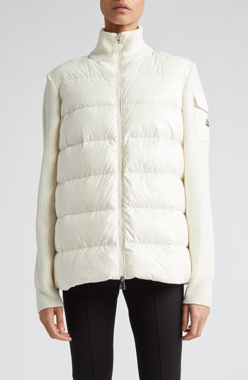 Moncler Quilted Nylon & Wool Knit Cardigan | Nordstrom