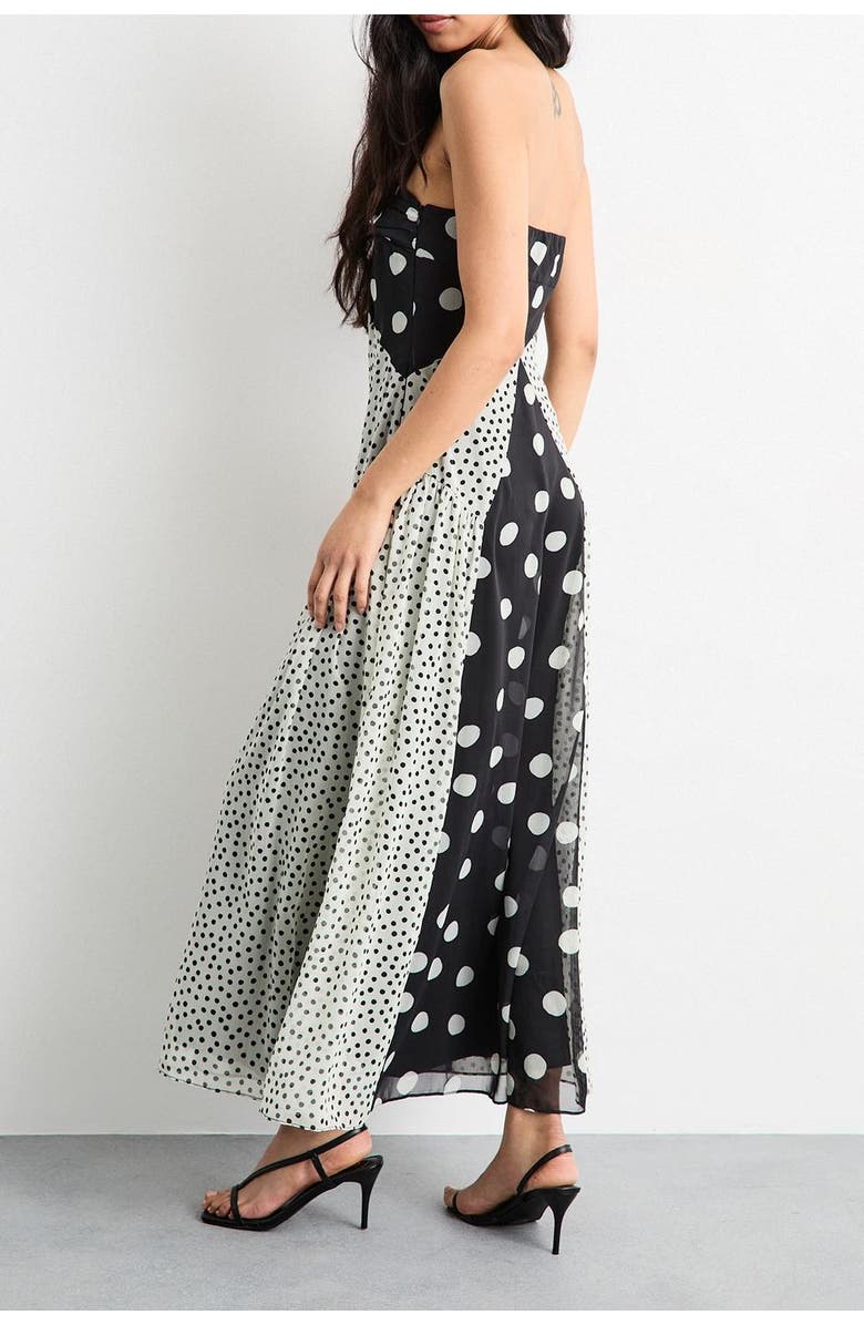Warehouse Printed Bandeau Seam Detail Midi Dress, Alternate, color, Mono