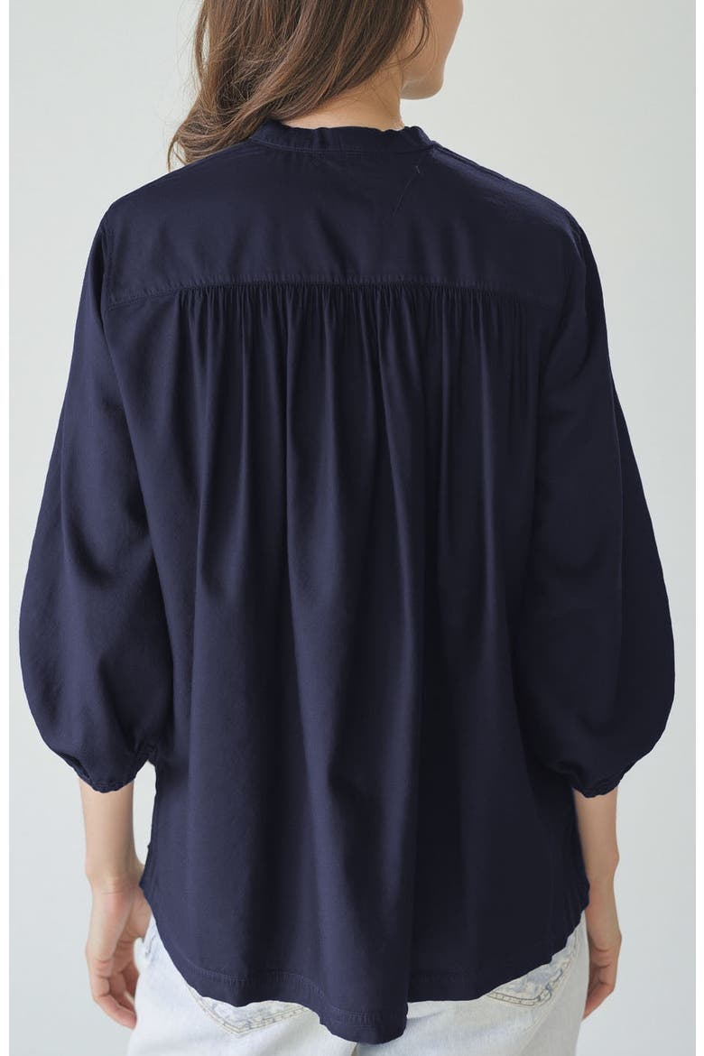 Cotton Poplin Peasant Top, Alternate, color, Navy