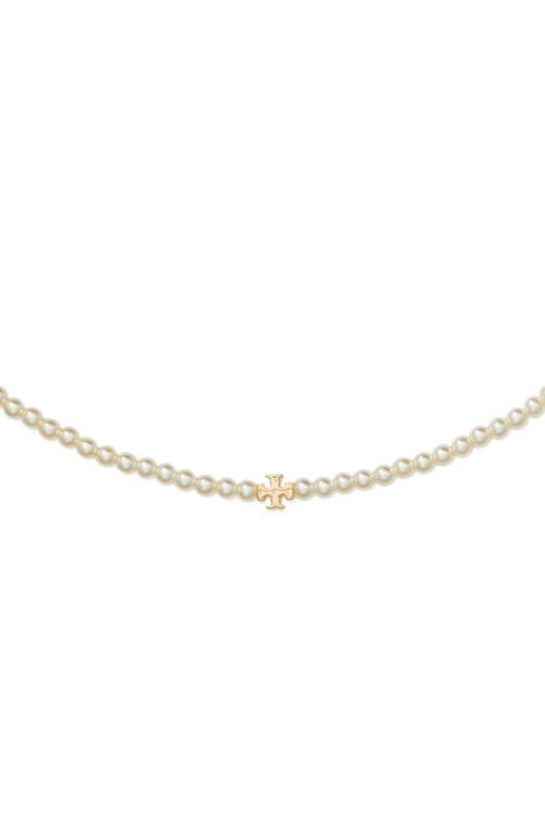 Tory Burch Kira Faux Pearl-embellished 18kt Gold-plated Necklace In Gold