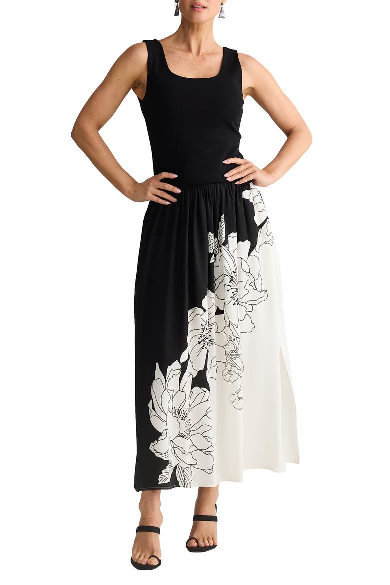 Maya Floral Print Sleeveless Dress, Main, color, NOIR BLOOM
