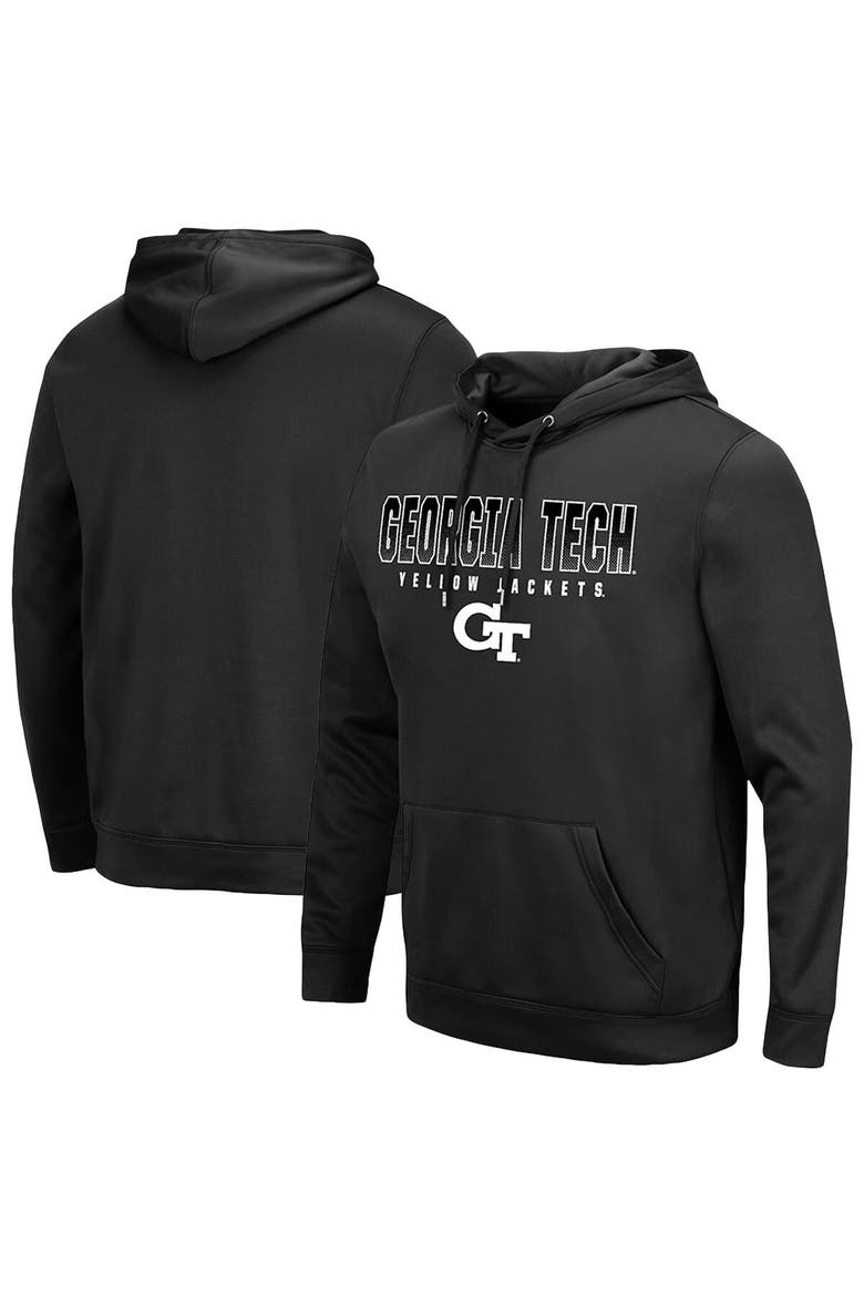 Men's Colosseum Black Georgia Tech Yellow Jackets Blackout 3.0 Pullover Hoodie, Main, color, Black