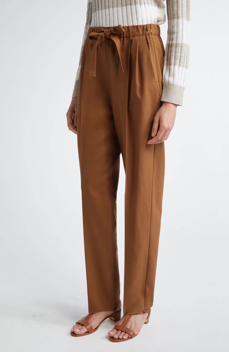 Max Mara Edere Wool, Mohair & Silk Pants, Main, color, Tobacco