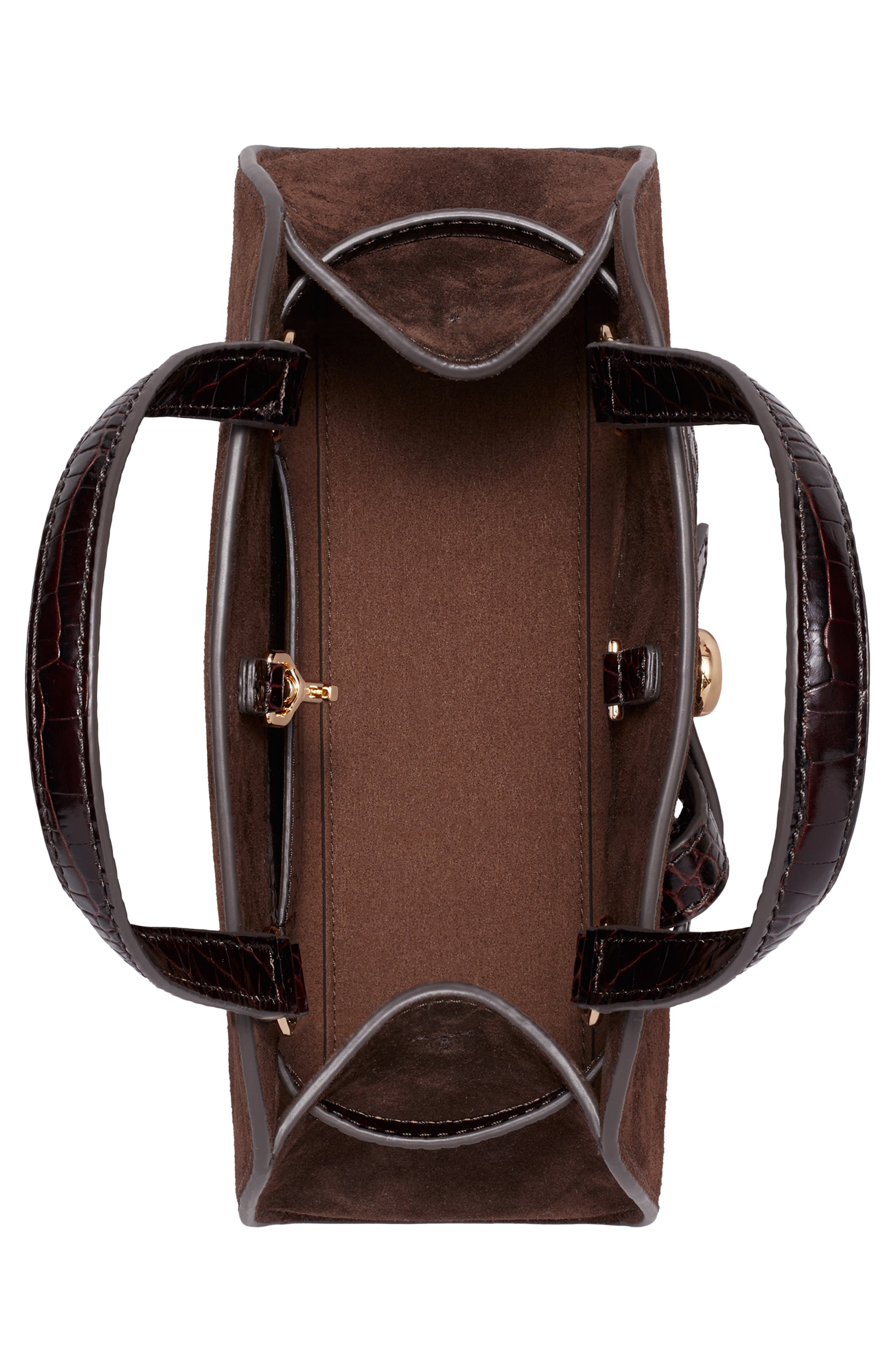 Small Romy Suede Bauletto, Alternate, color, DARK COCOA