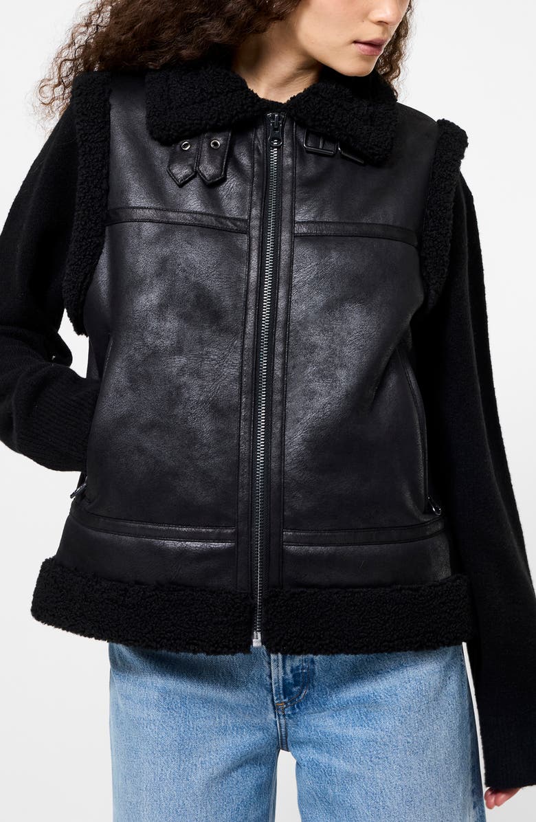 French Connection Camry Faux Shearling Vest, Main, color, Black