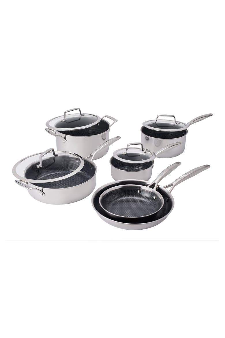 Paradigm 10-Piece Ceramic Stainless Steel Cookware Set, Alternate, color, STAINLESS STEEL