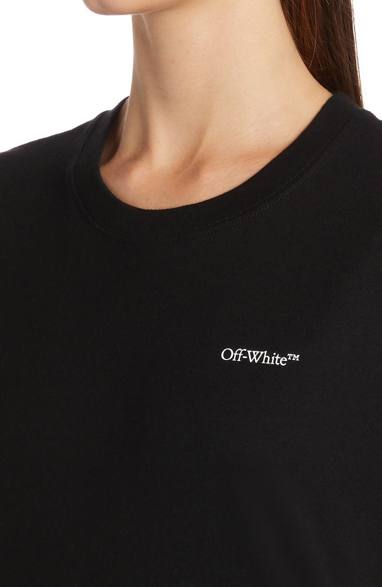 Off-White Floral Logo Embroidered Cotton Tee, Alternate, color, Black Multicolor