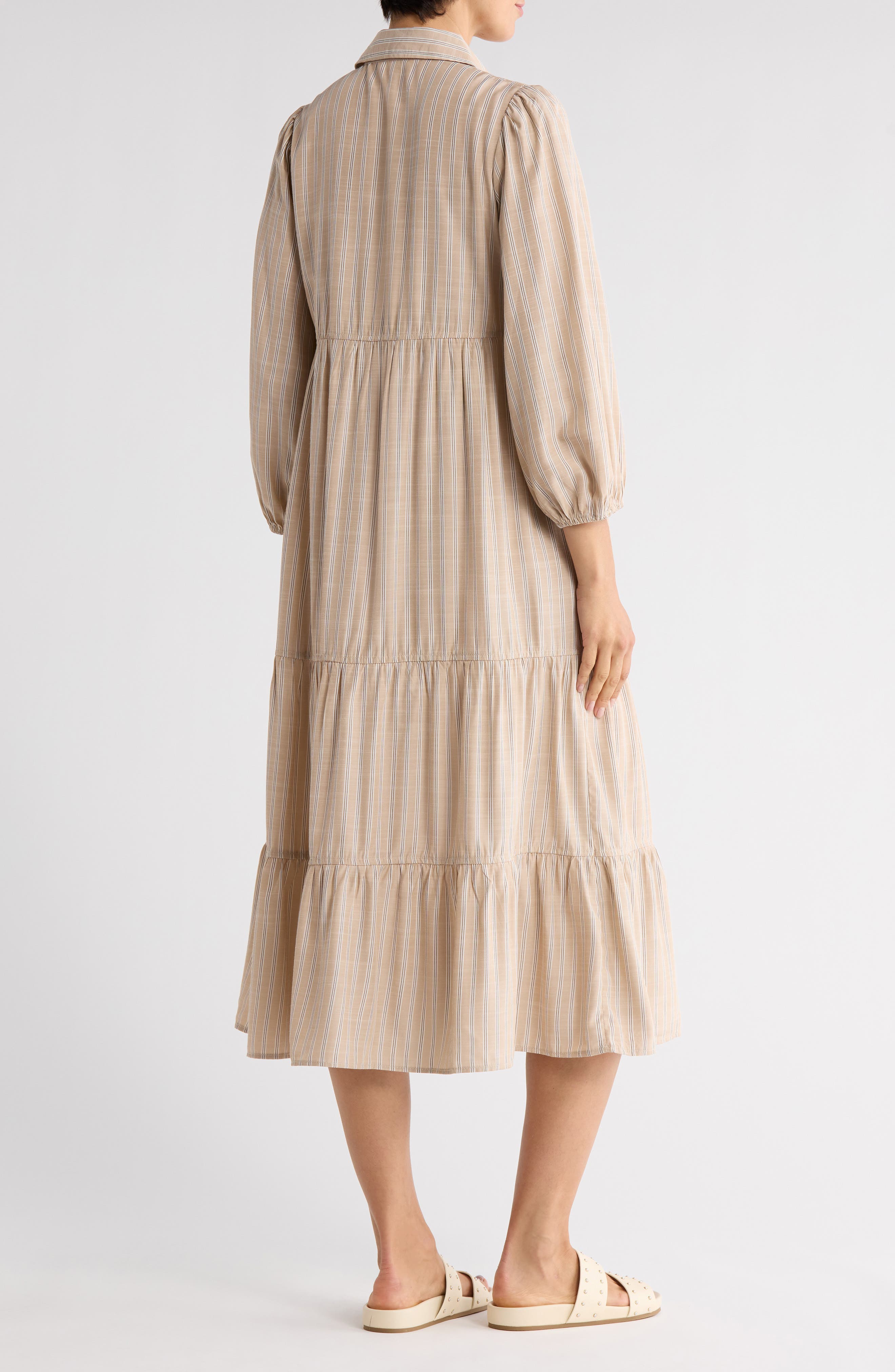 Stripe Tiered Maxi Shirtdress - image 2