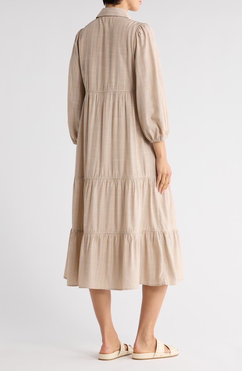 MAX STUDIO Stripe Tiered Maxi Shirtdress, Alternate, color, Oatmeal Multi Stripe