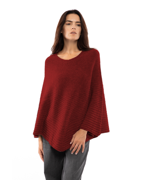 Pure Cashmere Ribbed Knit Poncho