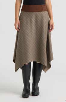 Plaid Handkerchief Hem Midi Skirt