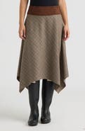 Hunter Plaid Handkerchief Hem Midi Skirt