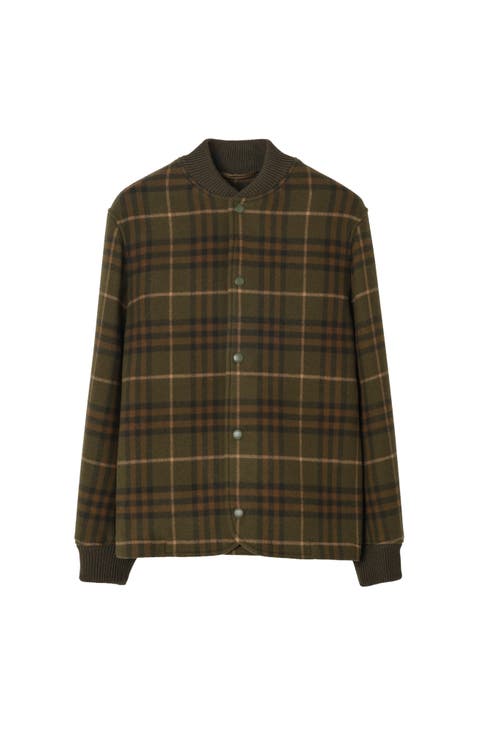 Check Wool Cashmere Bomber Jacket