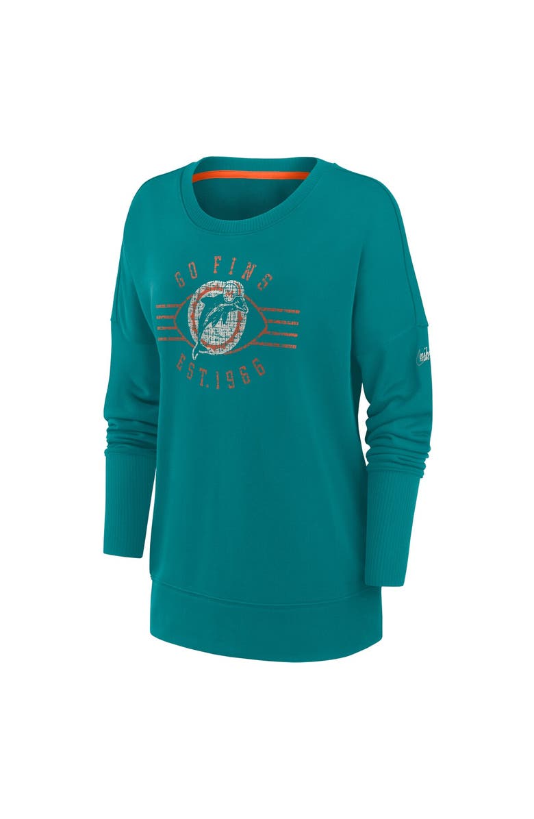 Nike Women's Nike Aqua Miami Dolphins Rewind Playback Icon Performance Pullover Sweatshirt, Alternate, color, Aqua