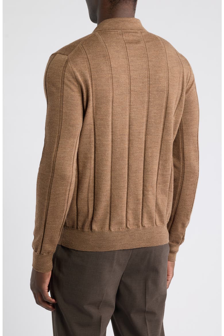 Regular Fit Long Sleeve Wool Polo, Alternate, color, BROWN