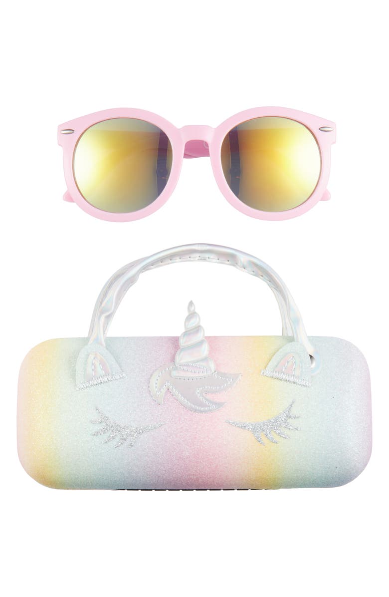 Capelli New York Kids
 Round Sunglasses 
Ombré Unicorn Case Set, Main, color, Pink Multi Combo