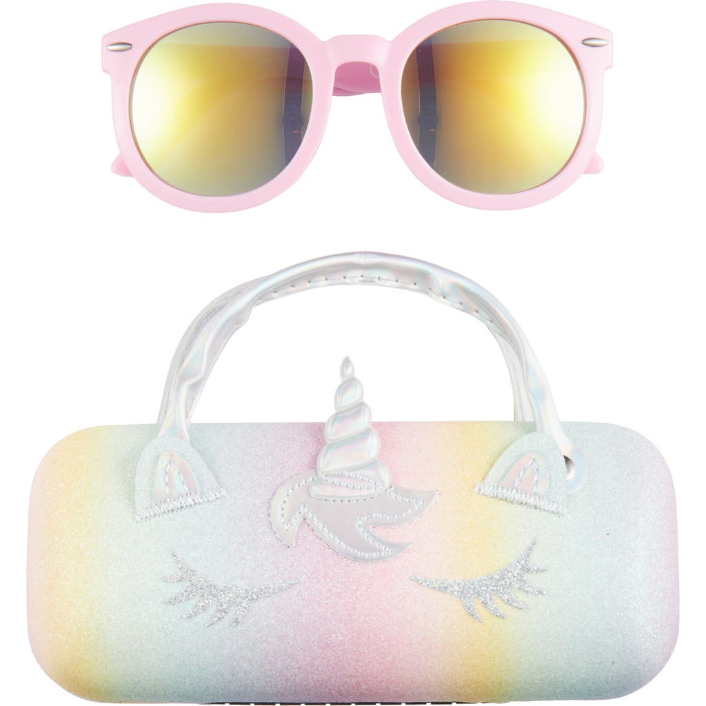 Shop Capelli New York Kids' Round Sunglasses & Ombré Unicorn Case Set In Pink Multi Combo