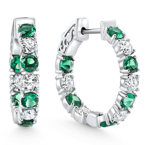 Bliss Diamond 4 1/2ct Emerald & Diamond Hoops Or Gold Lab Grown 1" Tall