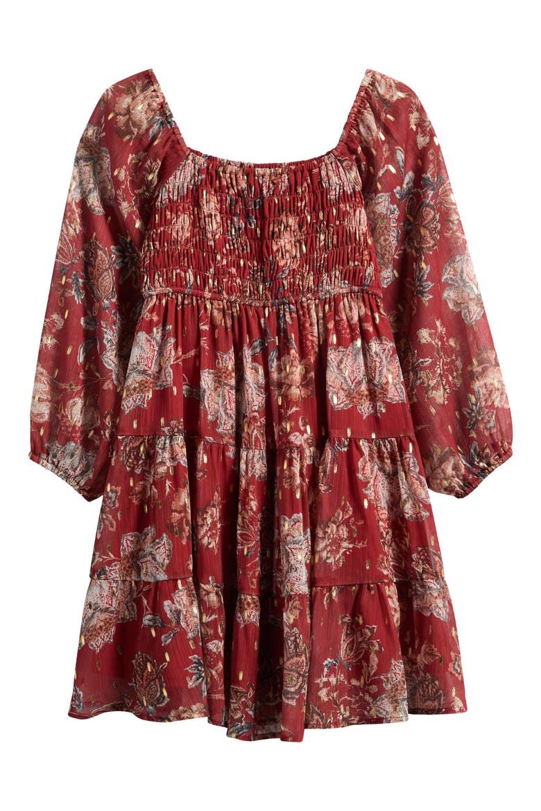 Kids' Smocked Babydoll Dress, Main, color, RUST