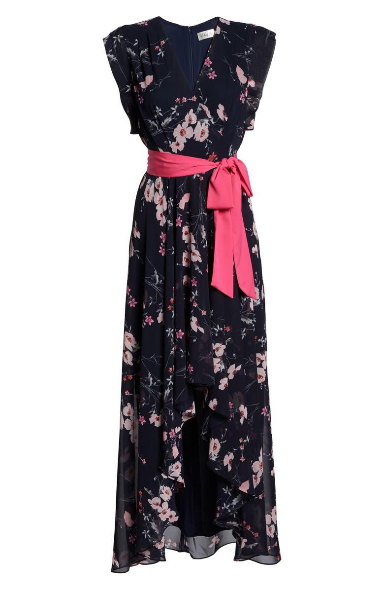 Eliza J High/Low Floral Faux Wrap Maxi Dress, Alternate, color, 