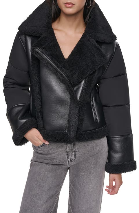 Puff-Sleeve Faux Shearling Jacket