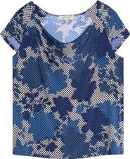 KASPER Floral Cowl Neck Cap Sleeve Top