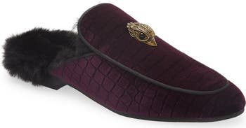 Hugh Velvet & Faux Fur Loafer Mule