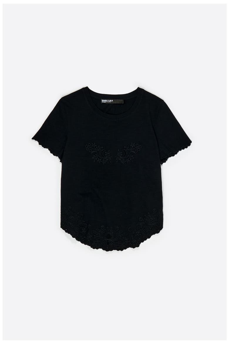 Embroidered T-Shirt, Main, color, BLACK